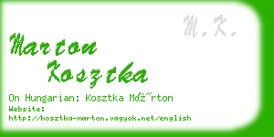 marton kosztka business card